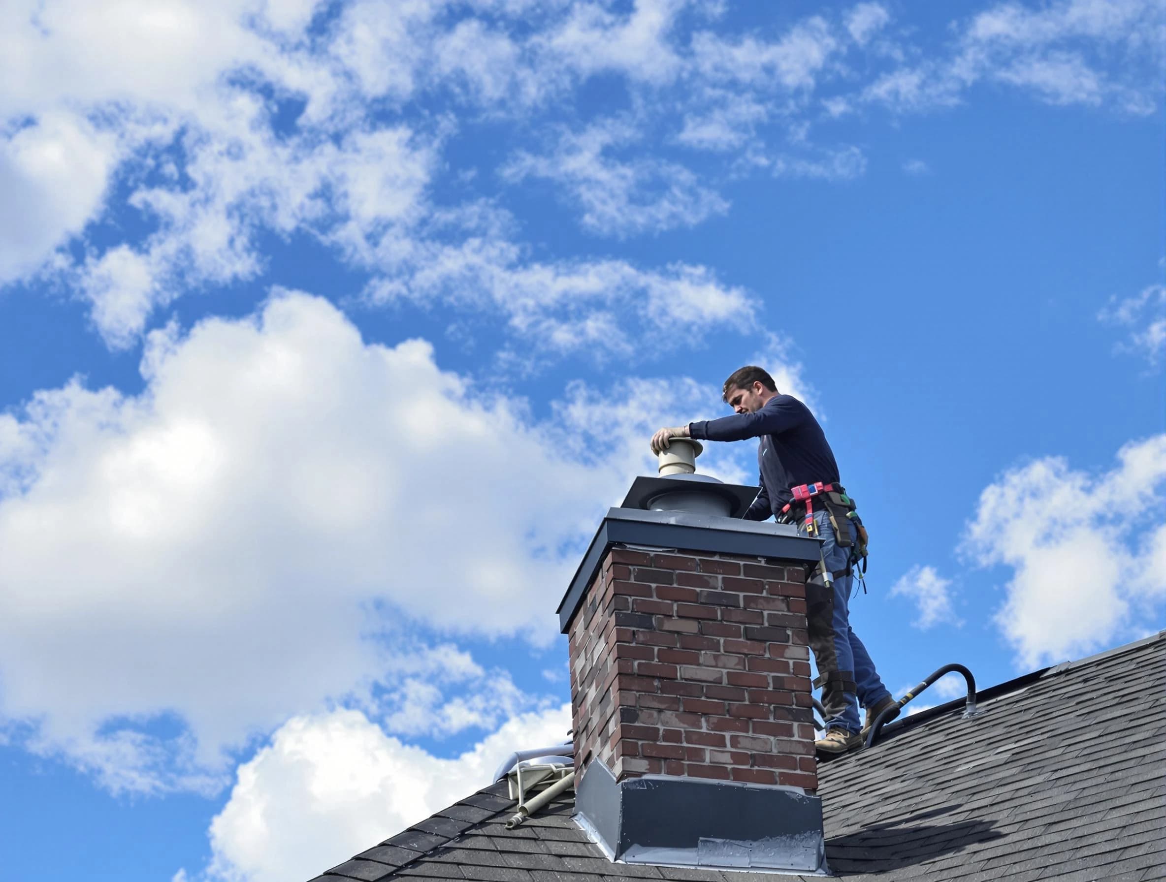 Lebanon Chimney Sweep installing a sturdy chimney cap in Lebanon, TN