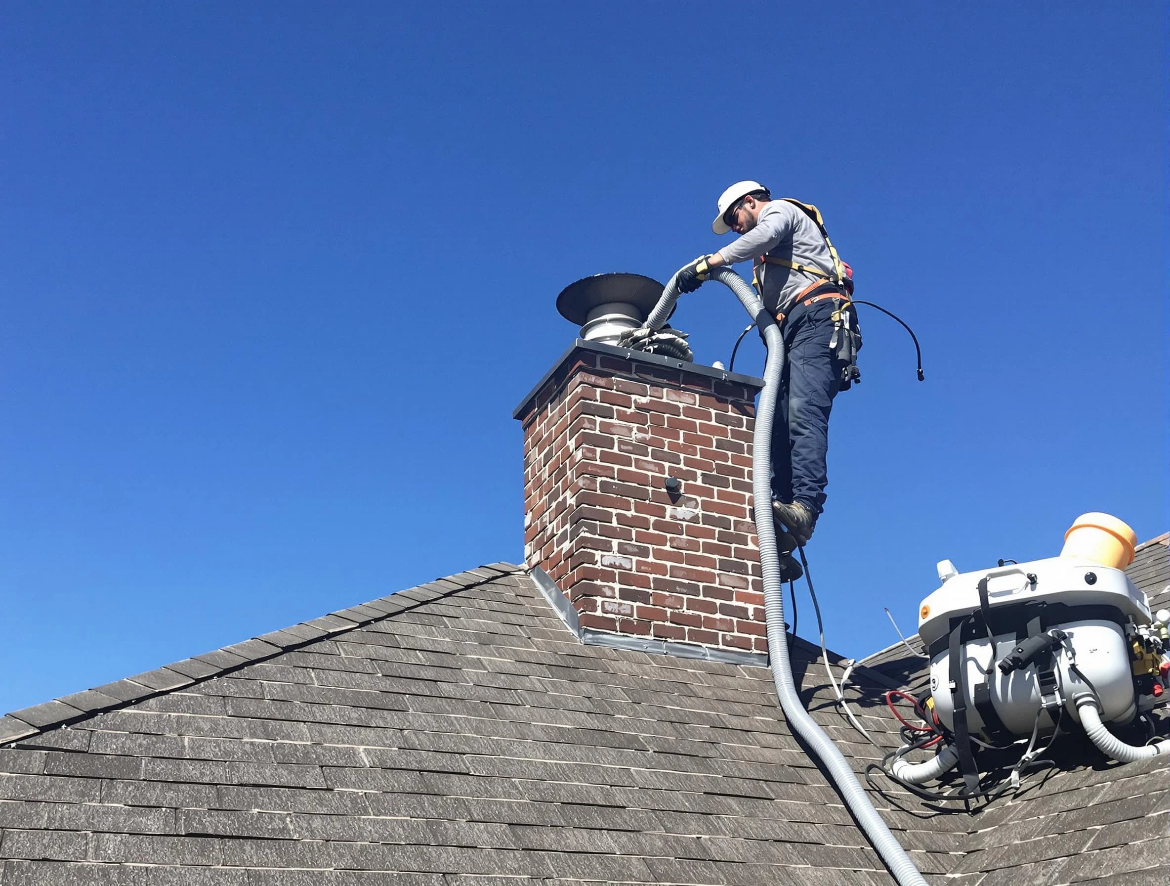 Dedicated Lebanon Chimney Sweep team member cleaning a chimney in Lebanon, TN