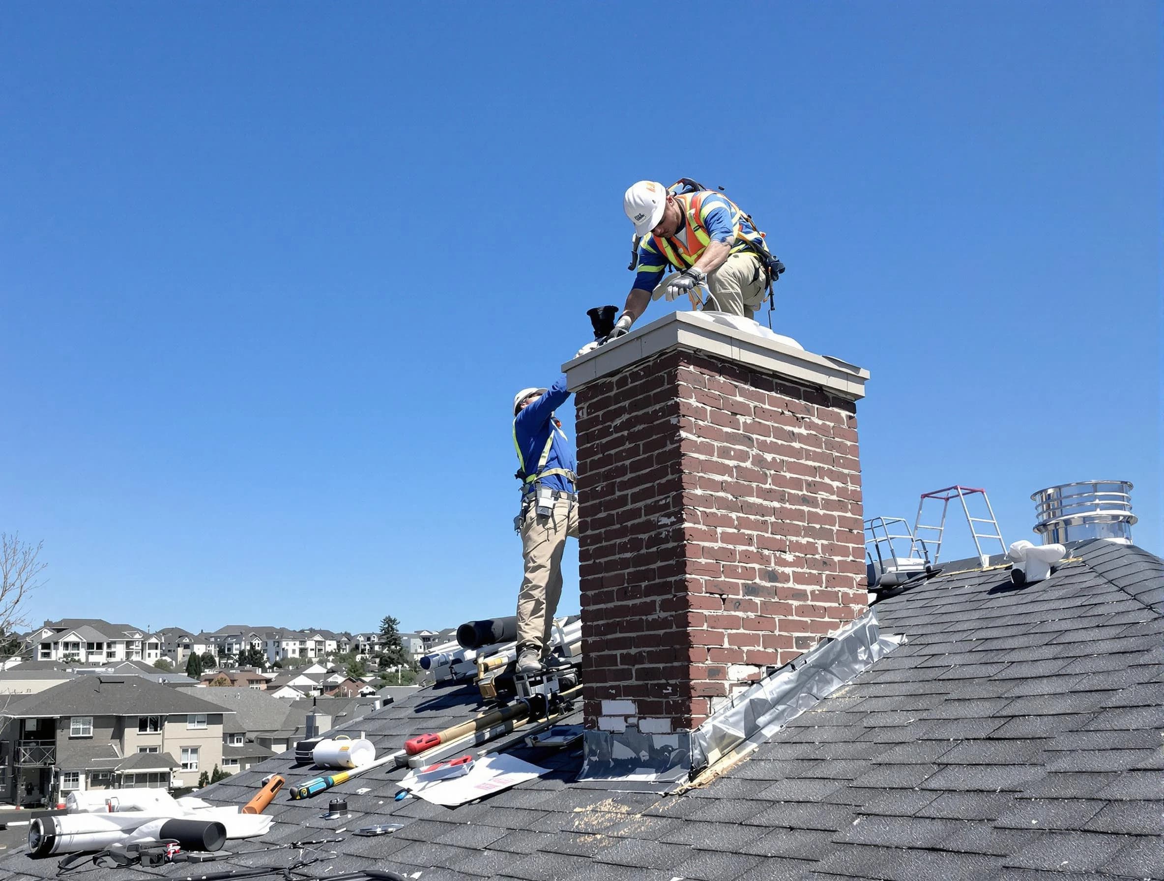 Lebanon Chimney Sweep repairing a chimney crown in Lebanon, TN
