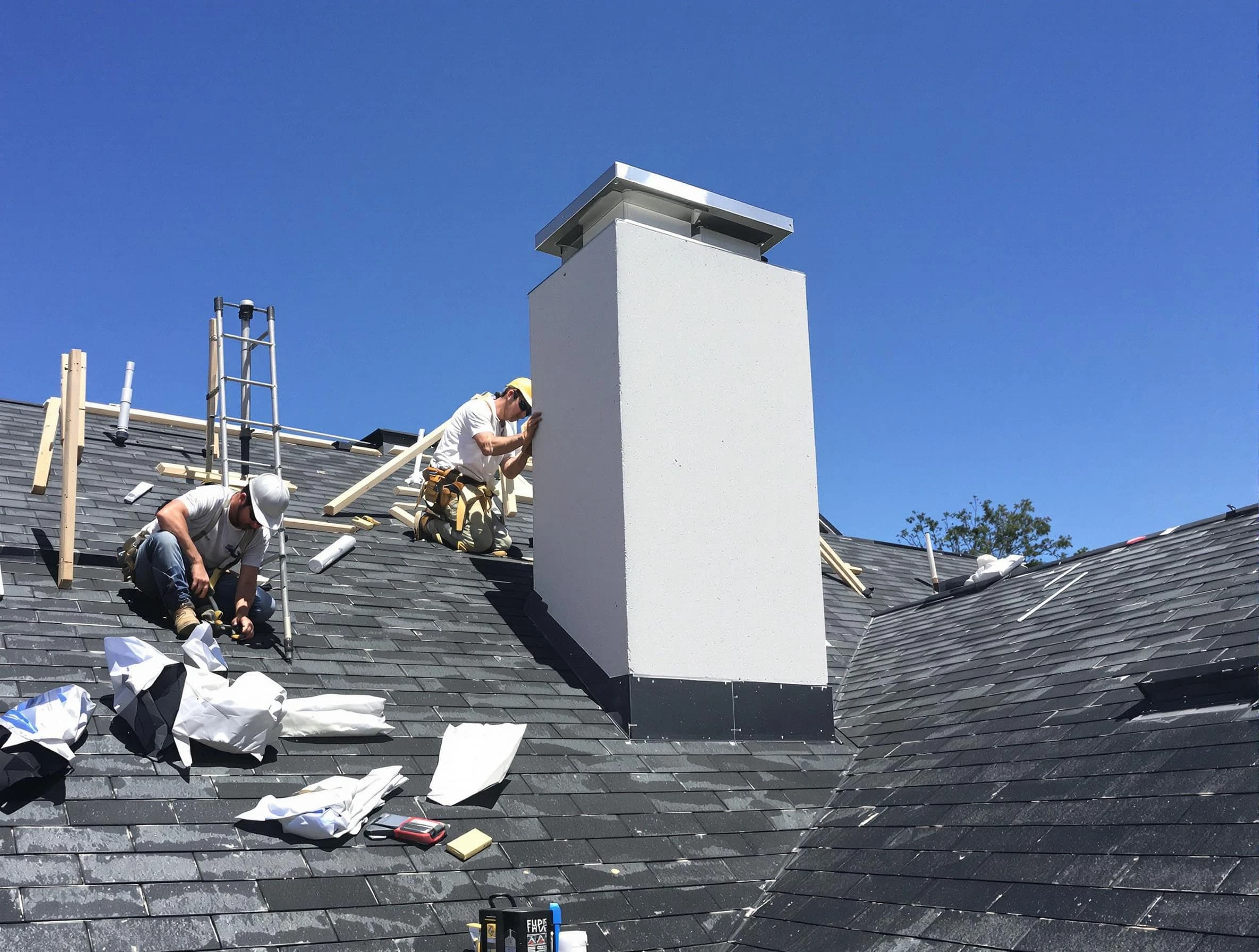 Lebanon Chimney Sweep crew installing a new chimney in Lebanon, TN