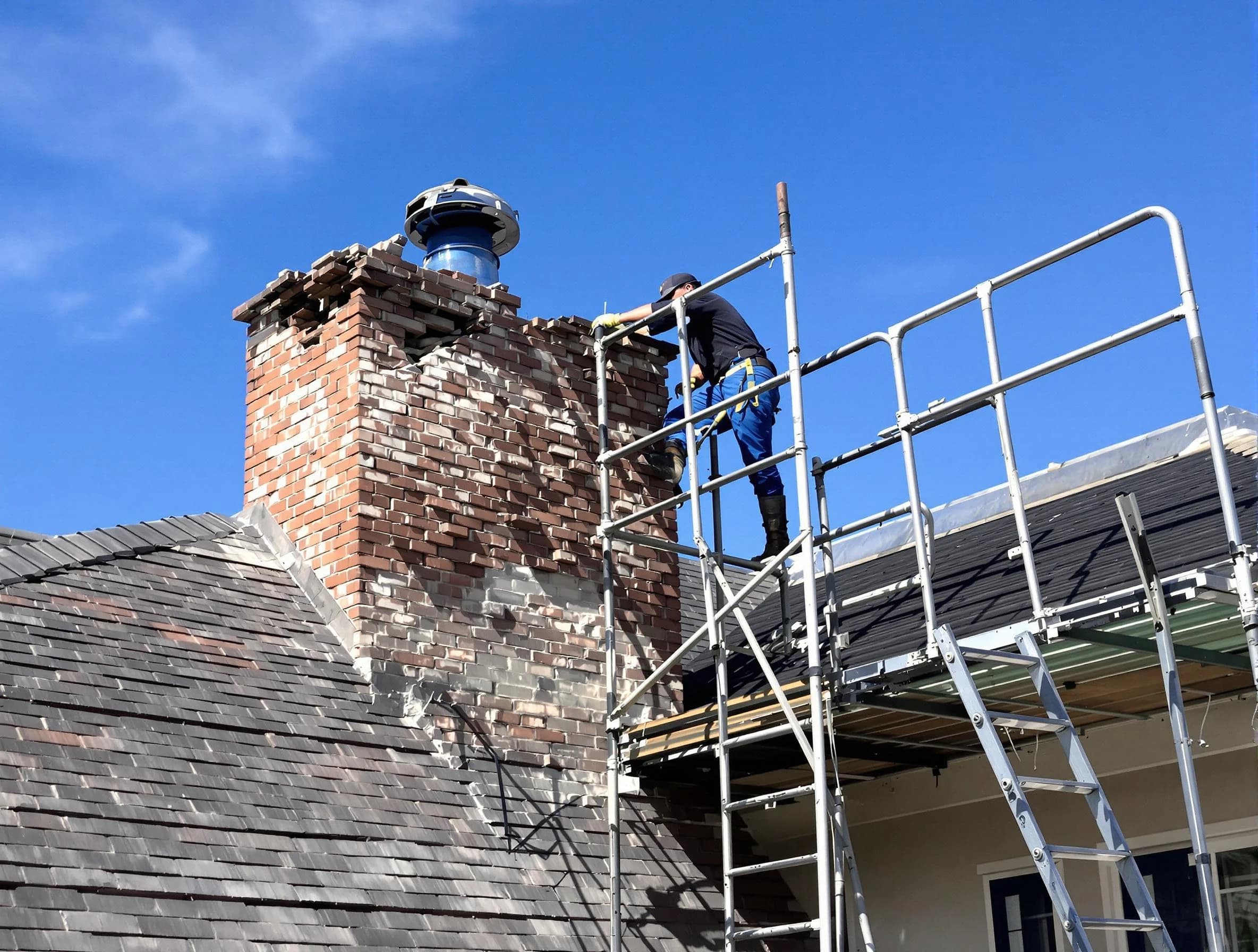 Rebuilding a chimney structure by Lebanon Chimney Sweep in Lebanon, TN
