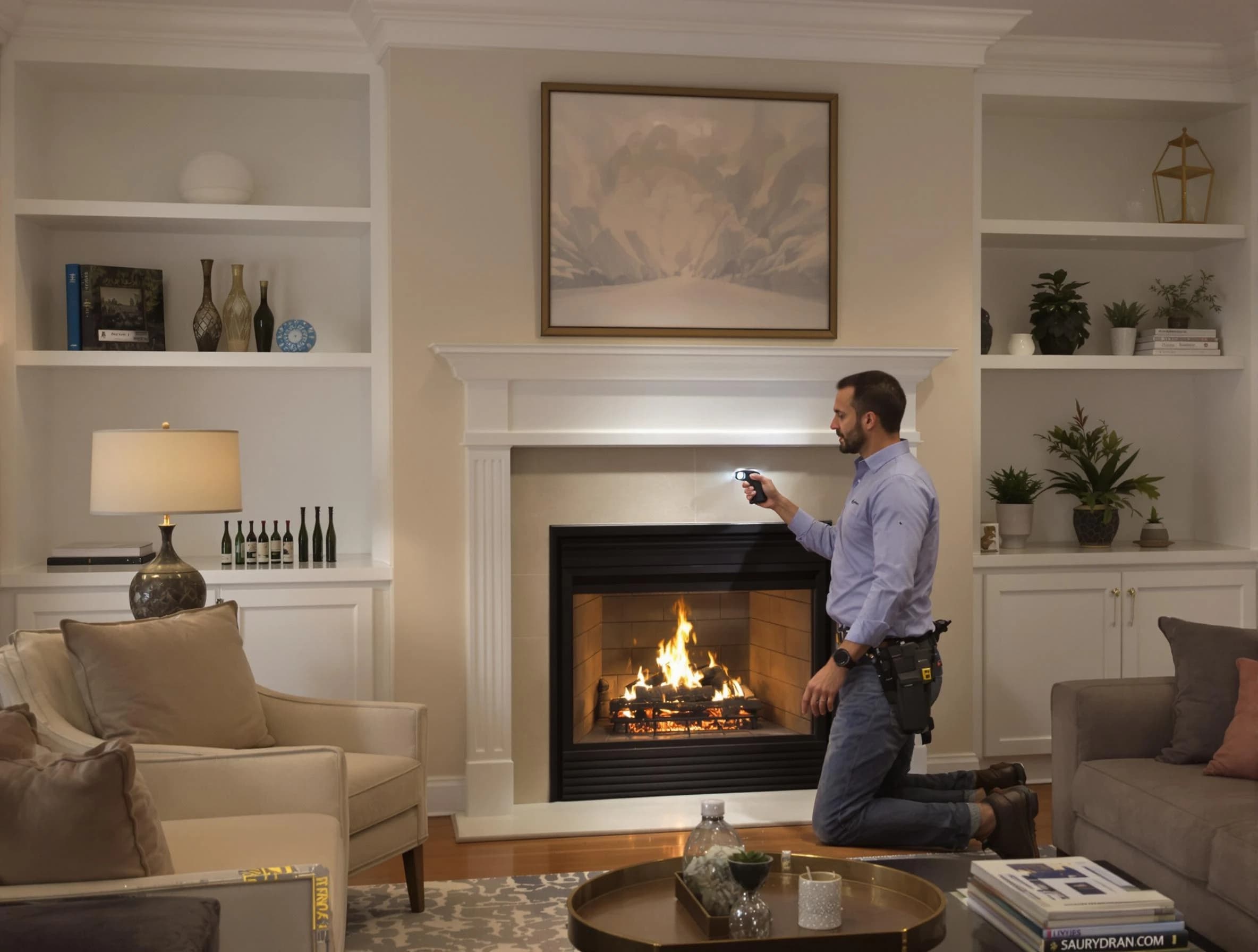 Lebanon Chimney Sweep conducting a fireplace safety inspection in Lebanon, TN