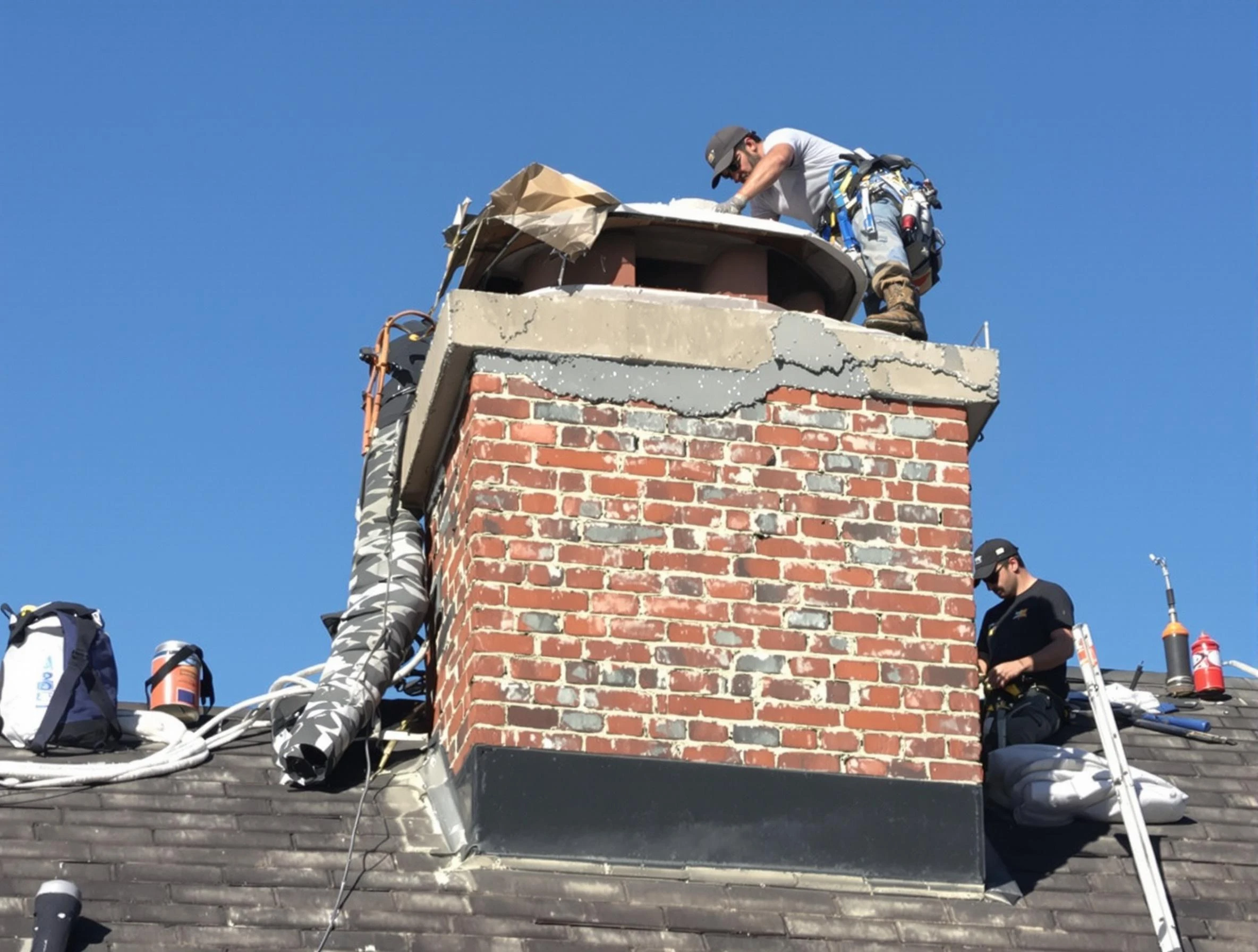Lebanon Chimney Sweep installing a custom chimney crown in Lebanon, TN