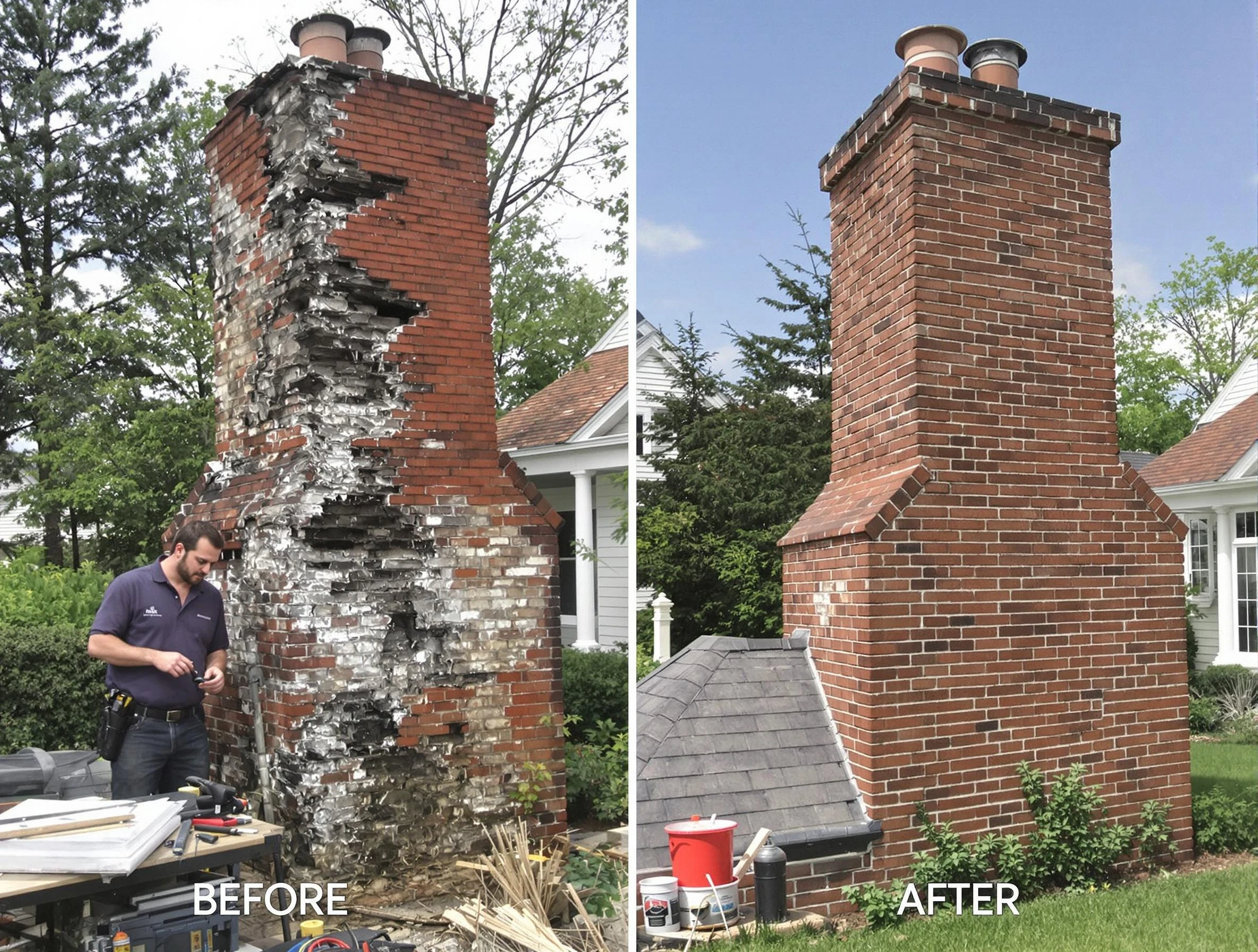 Lebanon Chimney Sweep performing a full chimney restoration in Lebanon, TN