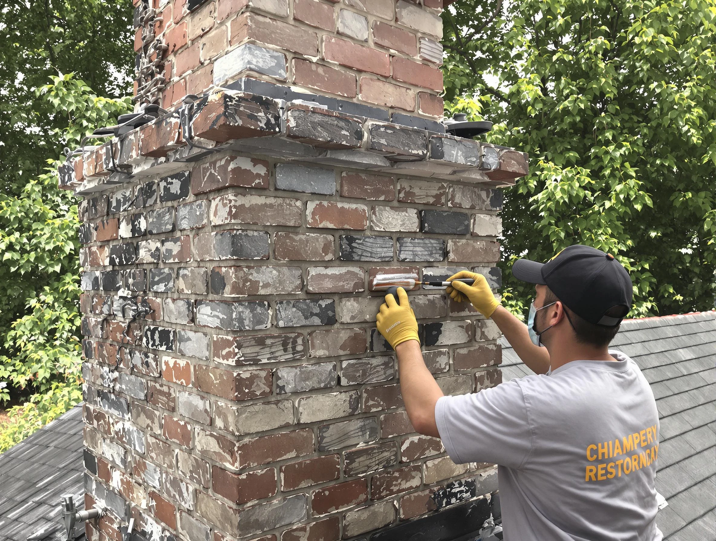 In-progress chimney restoration by Lebanon Chimney Sweep in Lebanon, TN