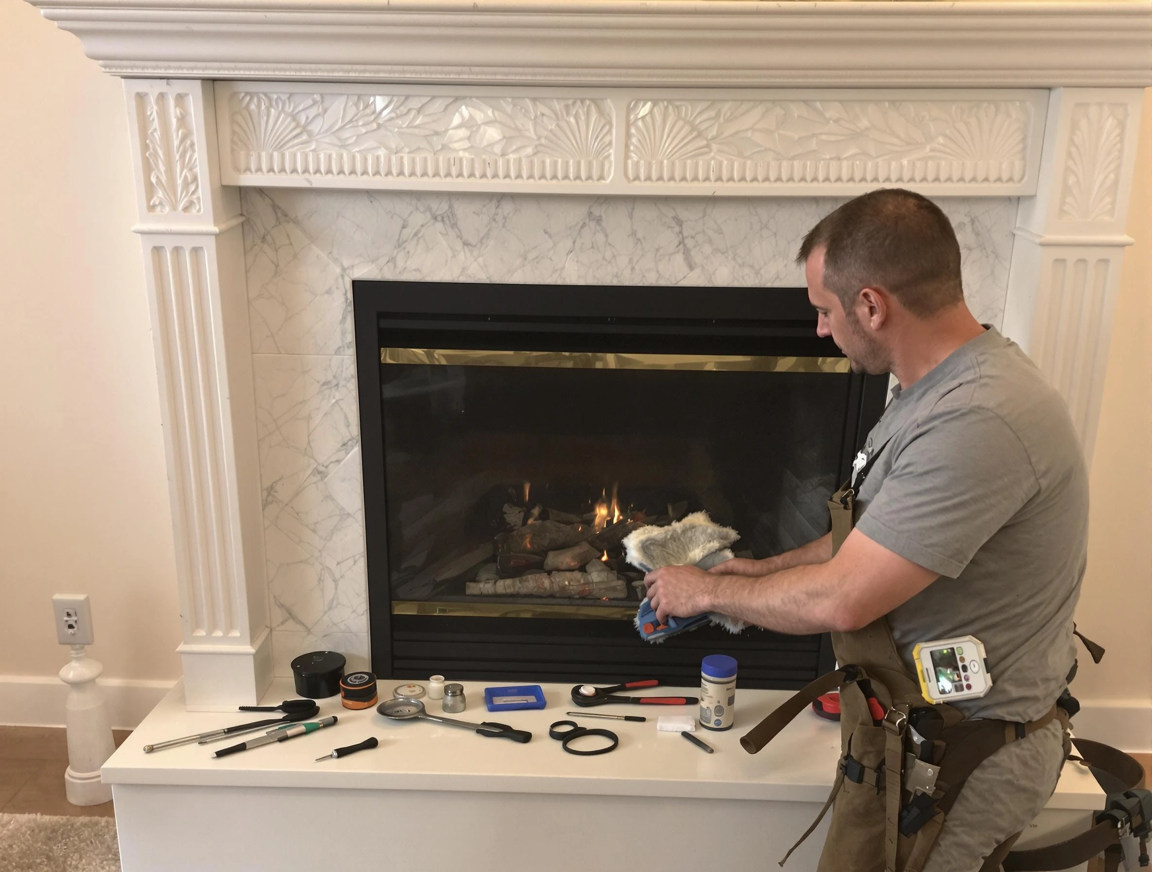 Lebanon Chimney Sweep performing fireplace maintenance in Lebanon, TN
